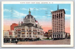 Lexington Kentucky~Fayette County Courthouse~Vintage Linen Postcard