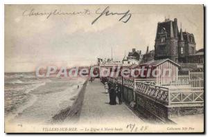 Old Postcard Villers sur Mer La Digue has high Maree