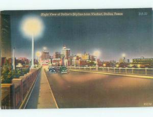 Unused Linen OLD CARS & BUILDINGS SCENE Dallas Texas TX n1235