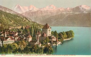 Postcard Switzerland Thunersee Oberhofen mit Eiger