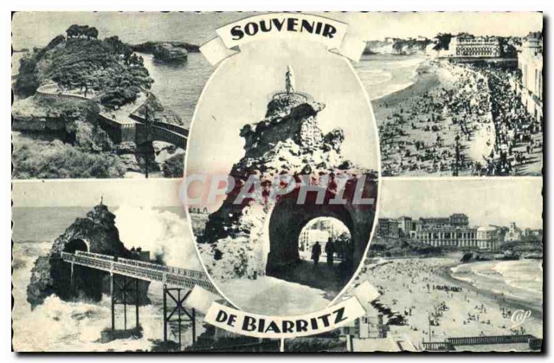Postcard Old Basta Grande Plage Biarritz Rocher de la Vierge