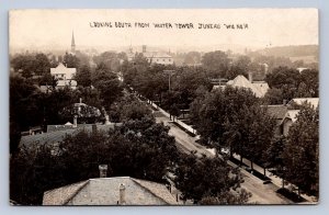 J90/ Juneau Wisconsin RPPC Postcard c1910 South from Water Tower 294