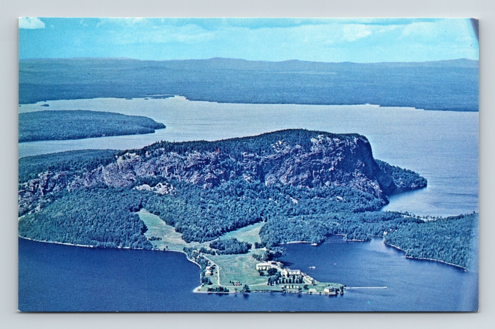 Kineo Maine Moosehead Lake Mount Kineo Scenic Birds Eye View Chrome