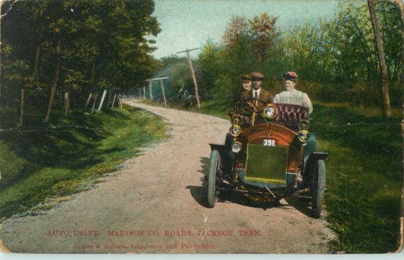 c1010 Auto Drive Madison Cty. Jackson TN Roads James Nelson Advertising Postcard