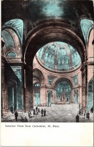 Interior View New Cathedral St Paul Antique Postcard UNP Unused DB  