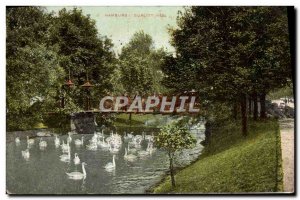 Old Postcard Hamburg Gurlittinsel Swans