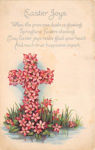 EASTER JOYS c1923 Postcard Poinsettia Cross