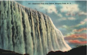 VINTAGE POSTCARD AMERICAN FALLS FROM BELOW NIAGARA FALLS NEW YORK FESH LINEN