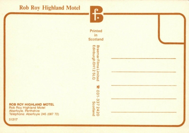 Scotland Postcard - Rob Roy Highland Motel, Aberfoyle, Perthshire   RR9463