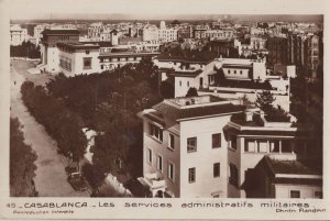 Casablanca Les Services Administratifs Militaires Vintage RP Postcard