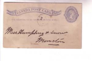 Victoria 1Cent Postal Stationery, Salisbury New Brunswick Split Ring Cancel 1886