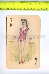 213340 RUSSIA Semi-nude girl LUBOK old playing card