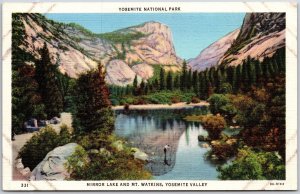 California, Yosemite National Park, Mirror Lake, Mt. Watkins, Valley, Postcard