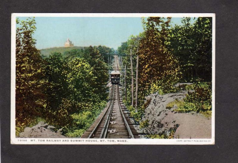 MA Mt Tom Railway Railroad Train to Summit House Holyoke Massachusetts Postcard