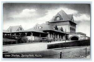 1913 Union Station, Springfield, Massachusetts MA Unposted Postcard