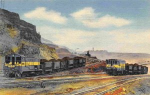 Railroad Switcher Iron Ore Train Hull Rust Mine Hibbing Minnesota linen postcard