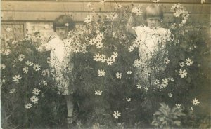 C-1910 Flower Children Girls RPPC Photo Postcard 22-1013 
