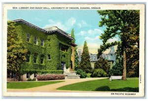 c1930's Library And Deadly Hall University Or Oregon Eugene OR Vintage Postcard