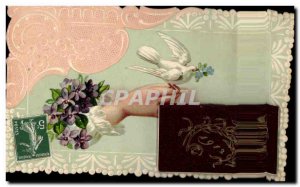 Postcard Old Main Fancy Flowers small calendar 1912 TOP