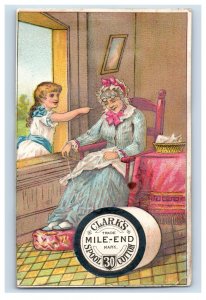 1880s Clark's Mile-End Tread Girl & Sleeping Grandmother Fab! P128