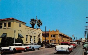 FORT PIERCE Florida Street Scene, 1950s Cars, Post Office 1964 Vintage Postcard