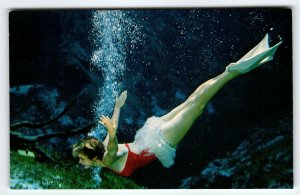 Weeki Wachee Mermaid Florida Postcard Women Underwater Acrobat Chrome Unused