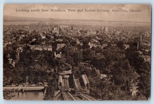 1940 Hamilton Ontario Canada Postcard Looking North Mountain End Incline Railway