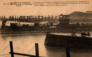 World War 1 The Ruins of Zeebrugge Military Postcard 03.79