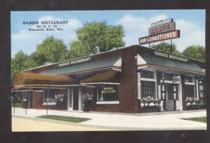 WISCONSIN DELLS WISCONSIN BANNER RESTAURANT VINTAGE ADVERTISING POSTCARD