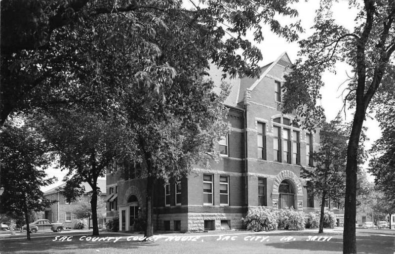 Sac City Iowa Court House Real Photo Antique Postcard K38661