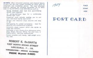LANDSDALE, PA  Pennsylvania   OLYMPIA TYPEWRITER   DeBarth Advert 1959 Postcard