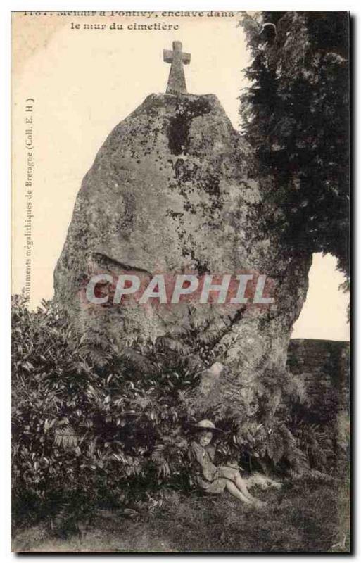 Postcard Old Megalith Dolmen Pontivy enclave in the wall