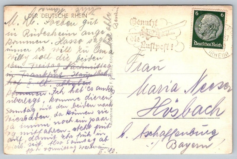 RPPC  1937  Die Loreley   Germany  Der Deutsche Rhein  Postcard