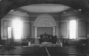 Church Interior Man By Altar Real Photo Antique Postcard J75656