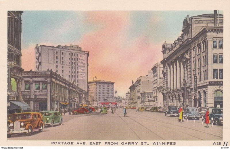 WINNIPEG, Manitoba, Canada, 1910-1930s; Portage Avenue East From Garry Street