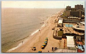 Vtg Virginia Beach VA Aerial View Ocean Shoreline Resort Beach 1970s Postcard