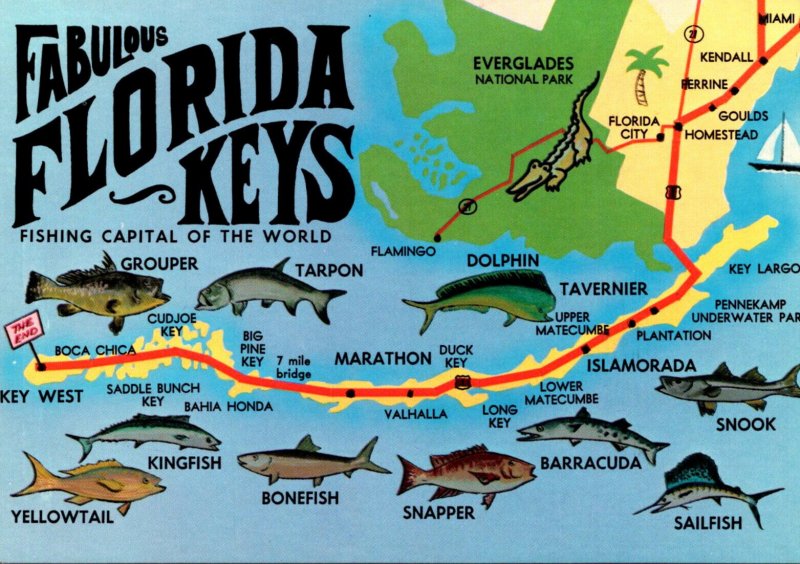 Florida Keys Fishing Capitol Of The World With Map and Game Fish