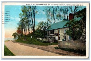 Zanesville Ohio OH Postcard Headley Inn 100 Years Old National Highway 1927