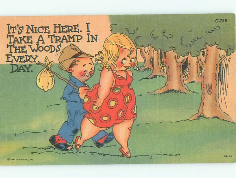 Linen Comic Chubby Fat Girl With Tramp In The Woods Ac6944 Topics Cartoons And Comics 7274