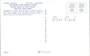 OAK PARK, IL Illinois   FRANK LLOYD WRIGHT STUDIO   c1968    Postcard