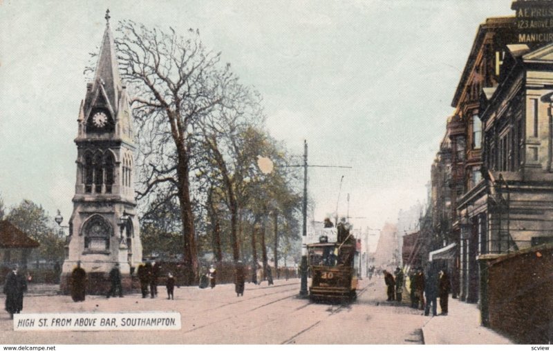 SOUTHAMPTON , England , 1900-10s ; High Street from above Bar