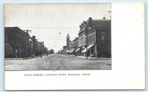 HOOPESTON, IL Illinois ~ MAIN STREET Looking W. c1910s Vermilion County Postcard