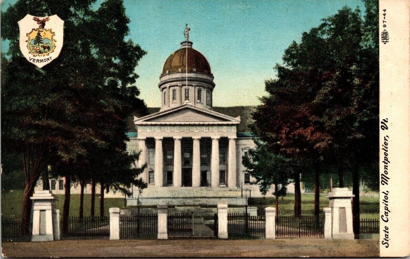 State Capitol Building Streetview Montpelier Vermont Government DB Postcard 