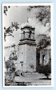RPPC SAN ANTONIO, Texas TX ~ Church SAN JOSE MISSION c1950s Real Photo Postcard