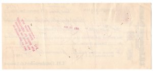 1934 Estabrooks, Red Rose Tea, Cheque w Canadian George V Stamp, Souris P.E.I.