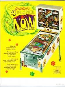 Now Pinball FLYER Original 1971 Retro Game Mod Psychedelic Groovy Pop Art