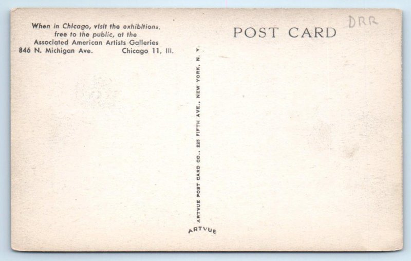 CHICAGO, IL Illinois~ Associated American ARTISTS GALLERY c1940s Postcard 
