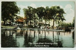 Portland Maine The Swan Boat Deering Oaks Postcard F10