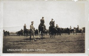 British Soldiers Lincolnshire R.F.A. Bare Camp in 1908, Real Photo Postcard