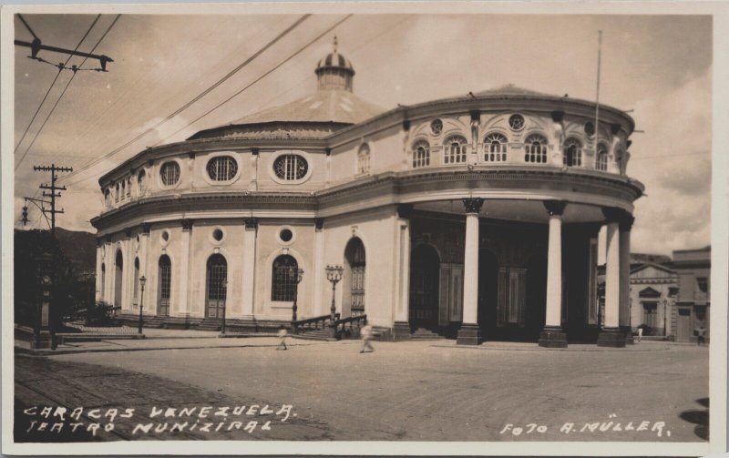 Venezuela Caracas Teatro Municipal Vintage RPPC C125